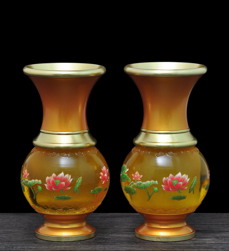 莲花供佛花瓶一对寺庙佛前佛堂供奉观音净水瓶插花瓶佛教用品 莲花