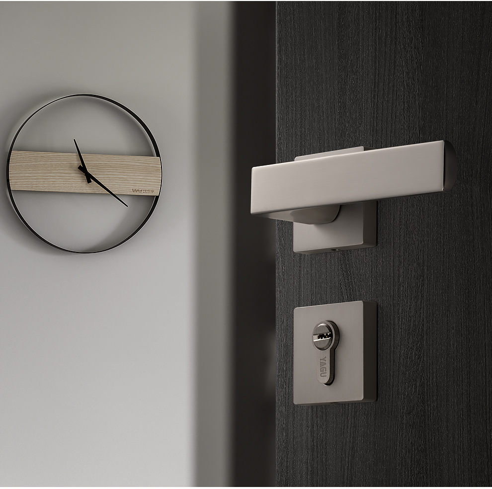 房间门锁静音左右通用门锁消光镍拉丝锁3个拉丝色子母合页拉丝门吸