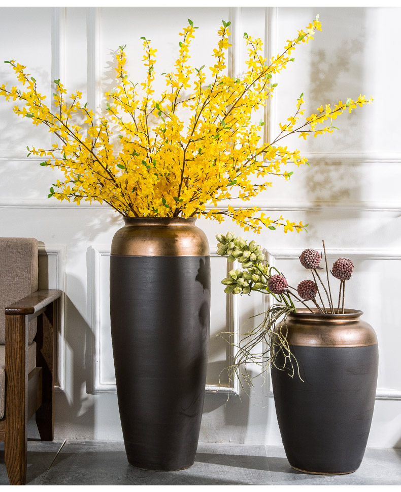 陶瓷落地大号花瓶客厅酒店别墅花插摆件大厅花器样板间插花仿真花假花