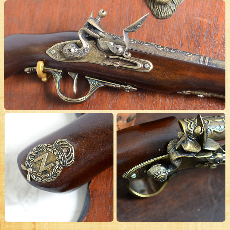 燧发枪火绳燧发枪轻奢风火铳军工艺装饰品模型海盗复古洋枪摆件 西瓜