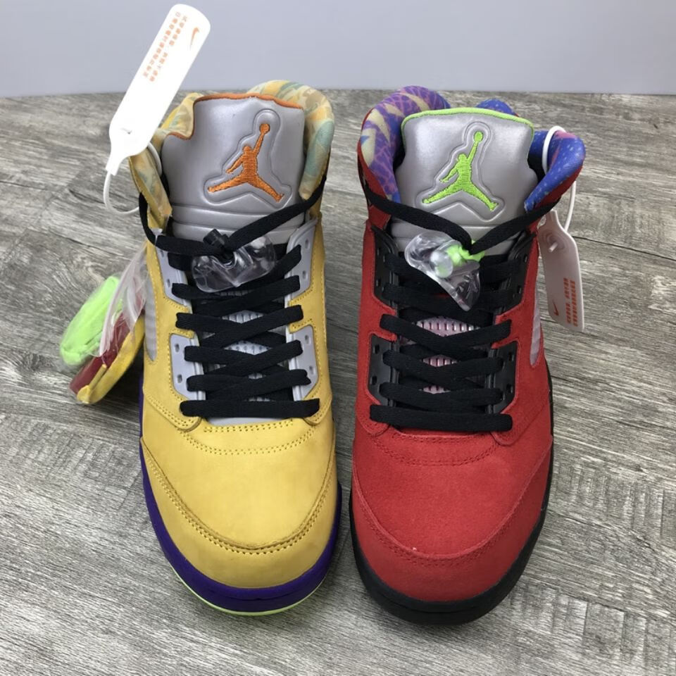 aj5红黄鸳鸯 头层皮翻毛皮内置气垫刷胶 情侣篮球鞋文化鞋 45【图片