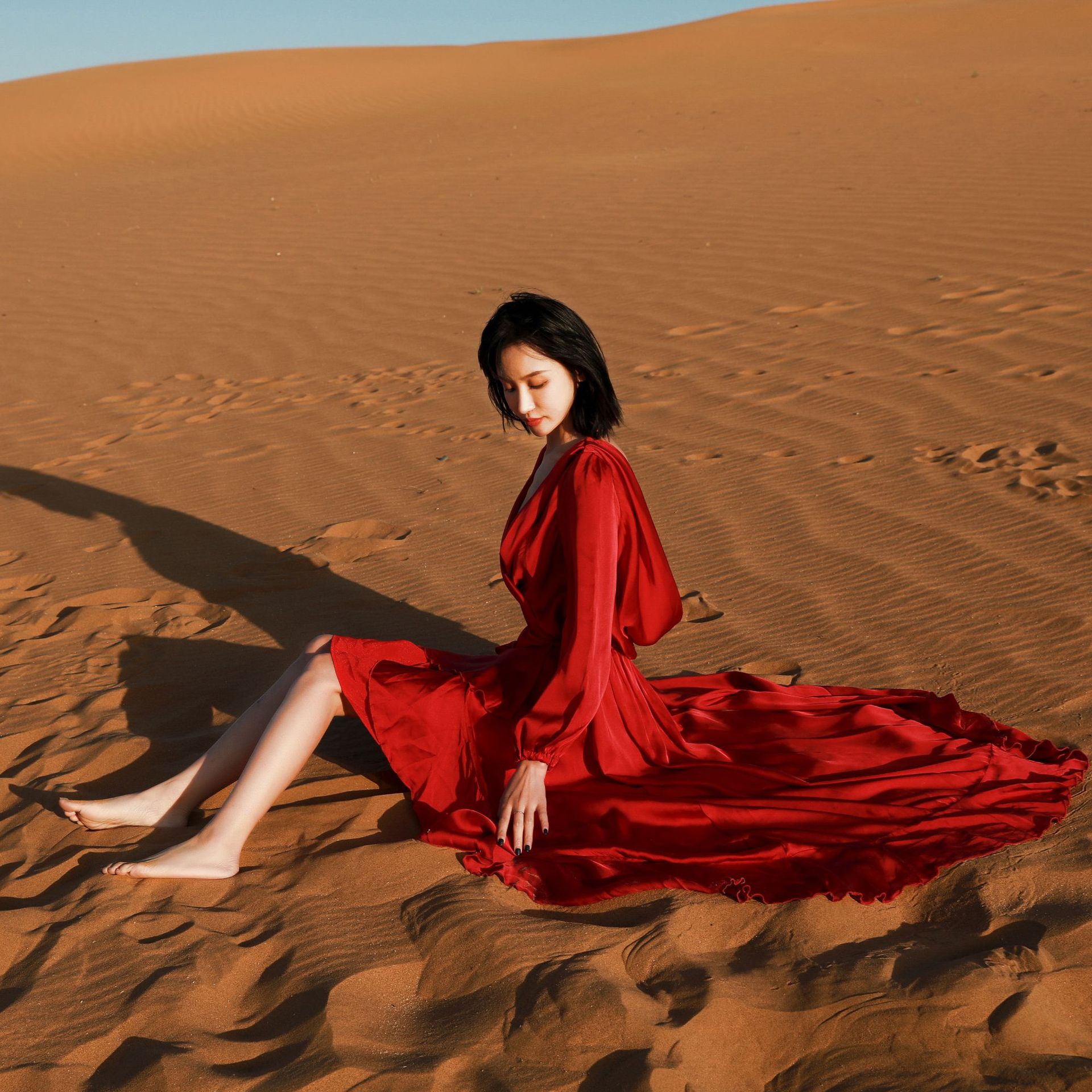 ticify女装 青海湖西藏新疆旅游穿搭女装夏异域风情衣服沙漠红裙子