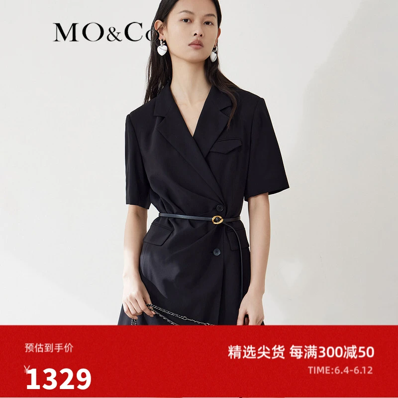 MOCO2022夏新製品デザインセンスの高品質半袖黒スーツドレスMBB2DRS043黒S/160