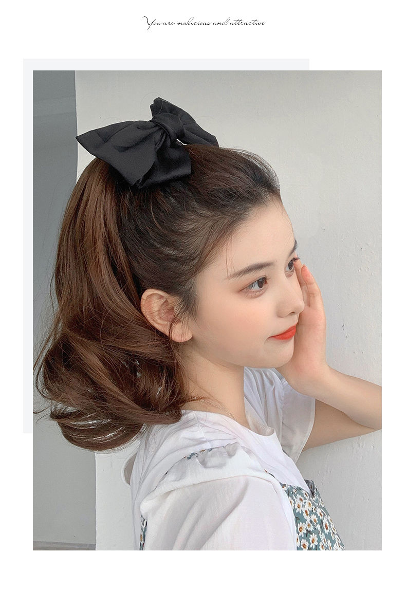 蝴蝶结马尾假发女长发仿真绑带式大波浪卷发蓬松长卷发高马尾辫子深