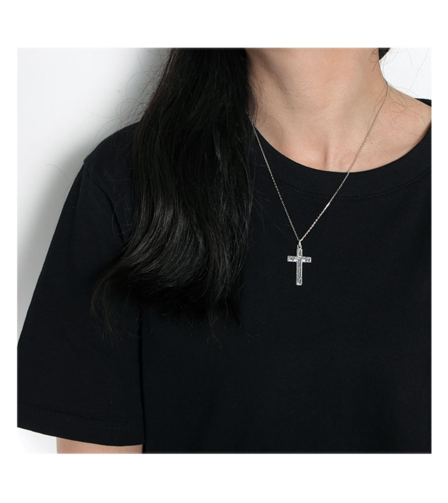 925十字架项链复古七十个七次男士吊坠女士情侣款项链 大号配黑绳