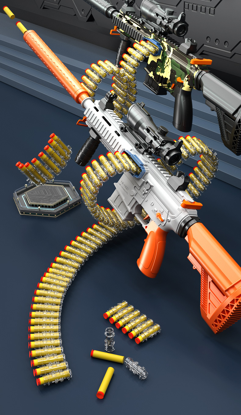 儿童互动射击吃鸡玩具枪 坚锋m416电动连发手自三模式软弹枪 三模式