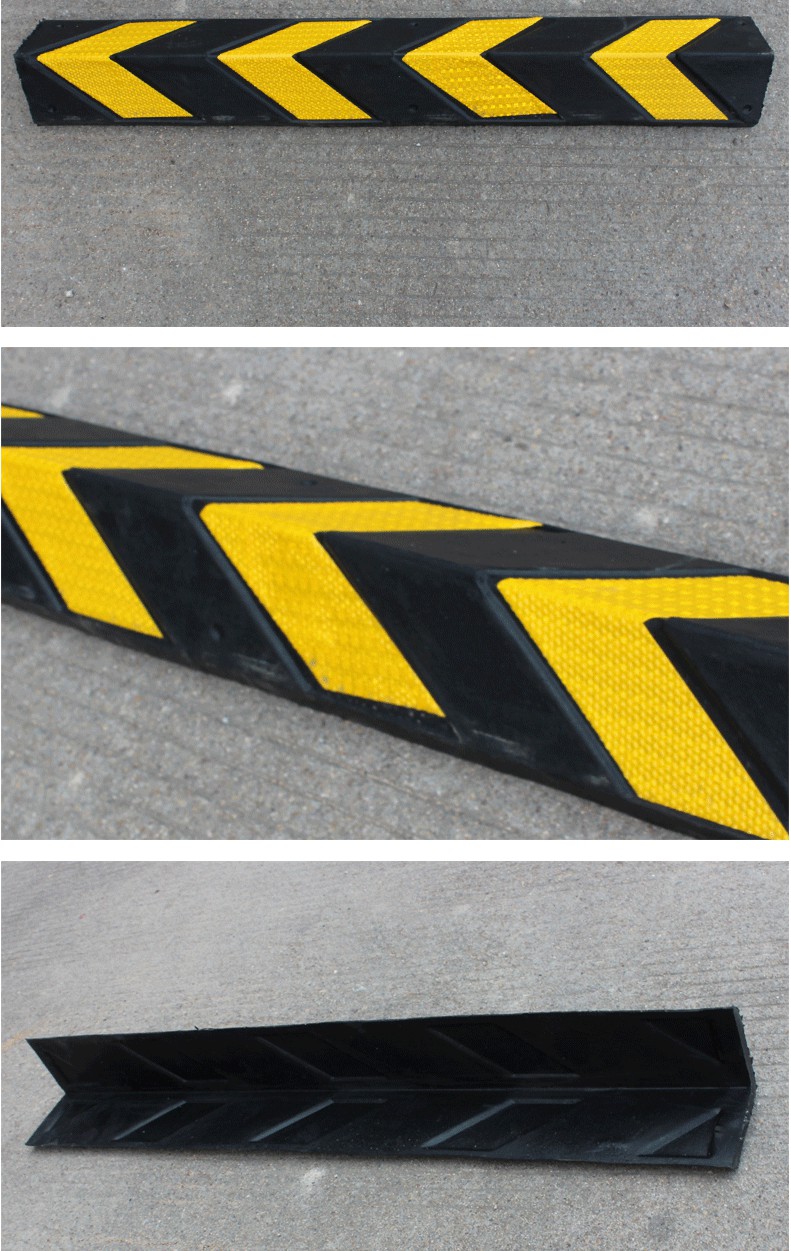 80cm长10mm厚直角橡胶护墙角反光橡胶护角条防撞条停车场轮廓标
