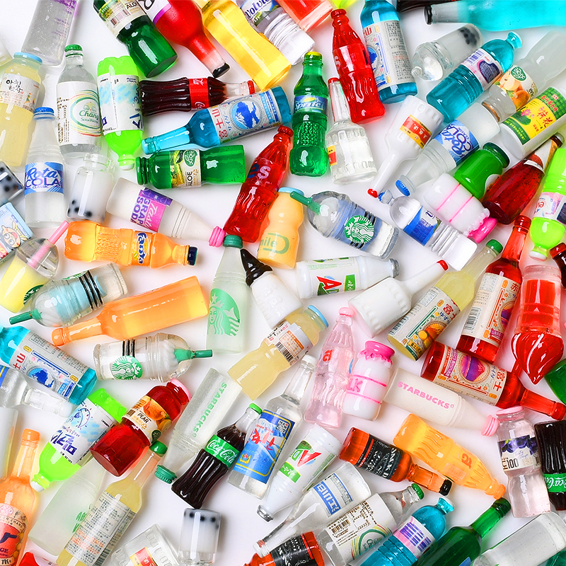 仿真迷你小瓶子 树脂饮料瓶酒瓶 可爱玩具模型摆件 diy手机壳配件