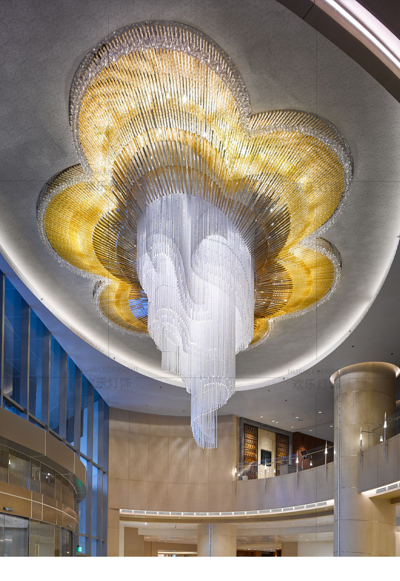 酒店大堂工程水晶灯圆形客厅别墅大厅复式楼大型定制宴会厅水晶灯