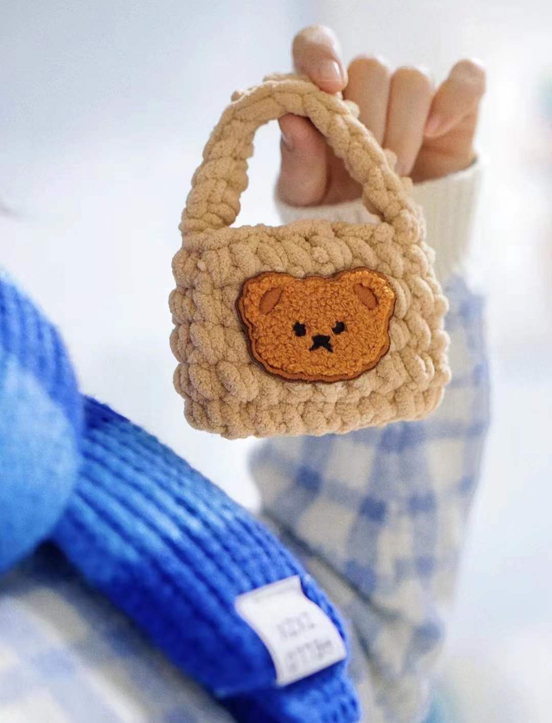 粗毛线钩针小熊耳机套苹果airpods保护罩送男友礼物自制简单手工 小花