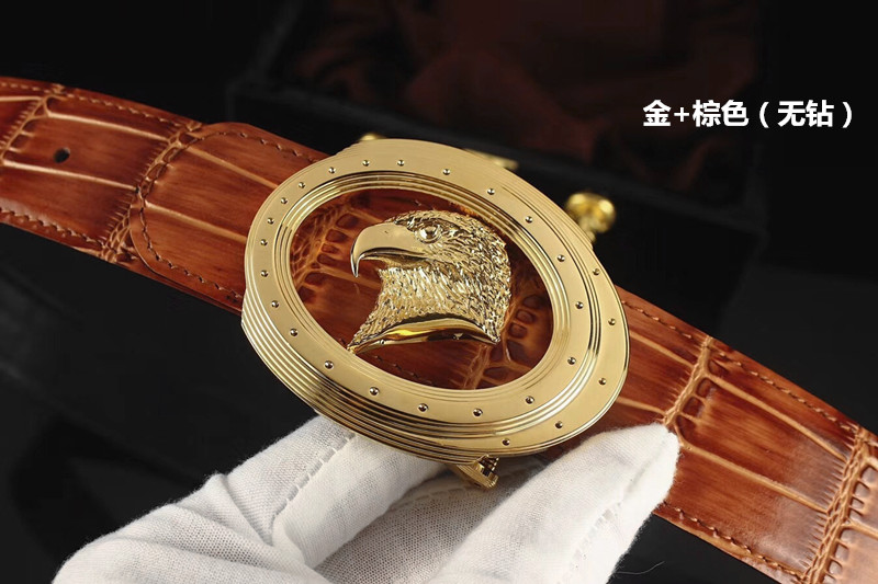 琻澳袋鼠轻奢腰带男鹰头皮带男鹰头皮带扣头鳄鱼纹商务皮带鹰头腰带