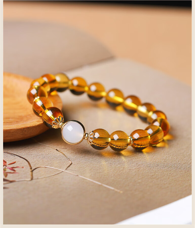 收藏级巴西黄水晶手链女黄色水晶手串转运珠首饰礼物情侣martube净水