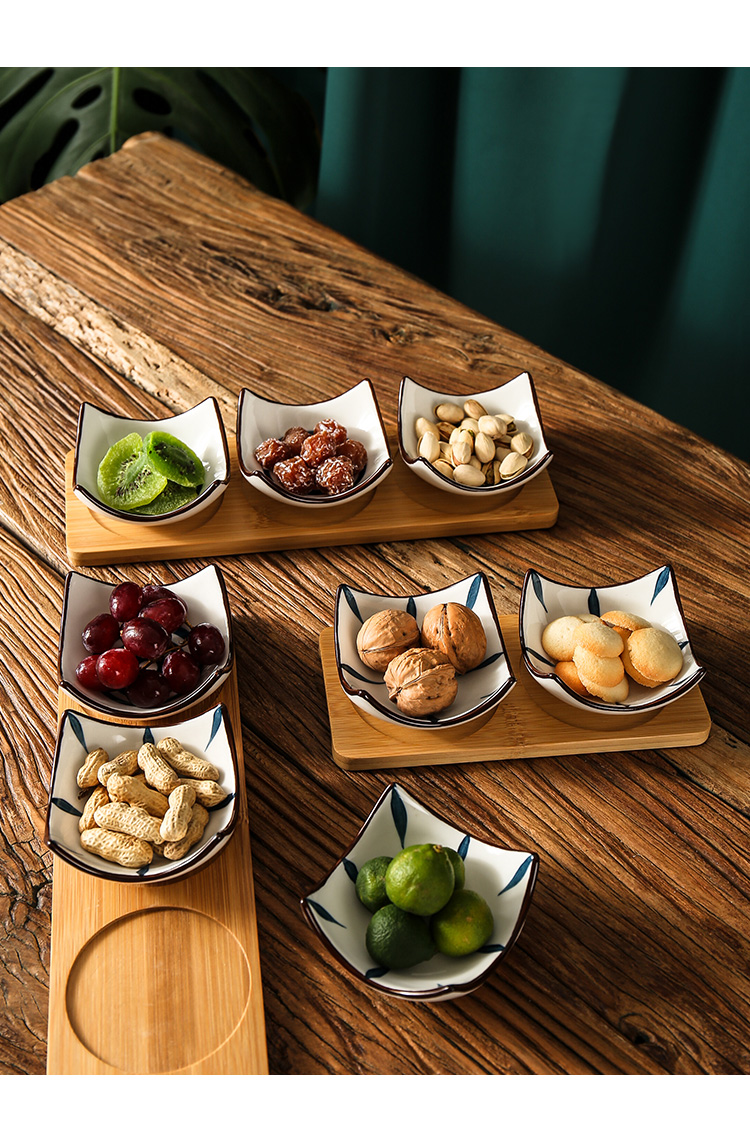 精致水果拼盘日式分格坚果干果盘水果小吃盘ktv专用酒吧零食碟商用四