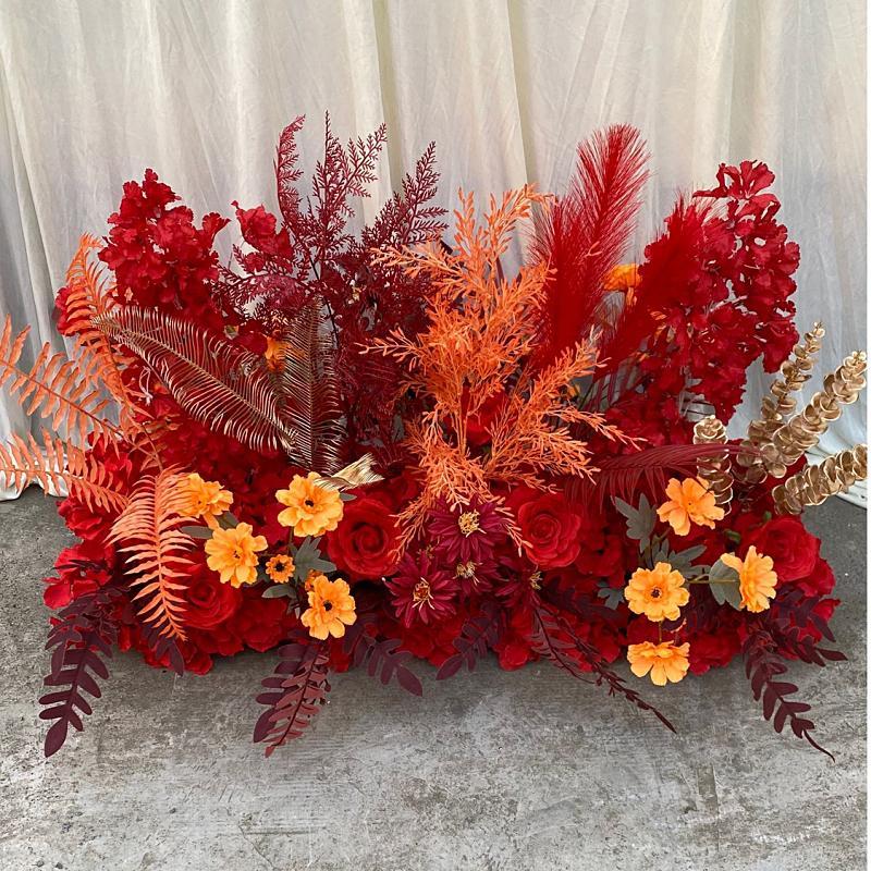 婚礼舞台装饰地排花森系婚庆花排t台婚庆绢花路引花艺仿真花 柠檬黄