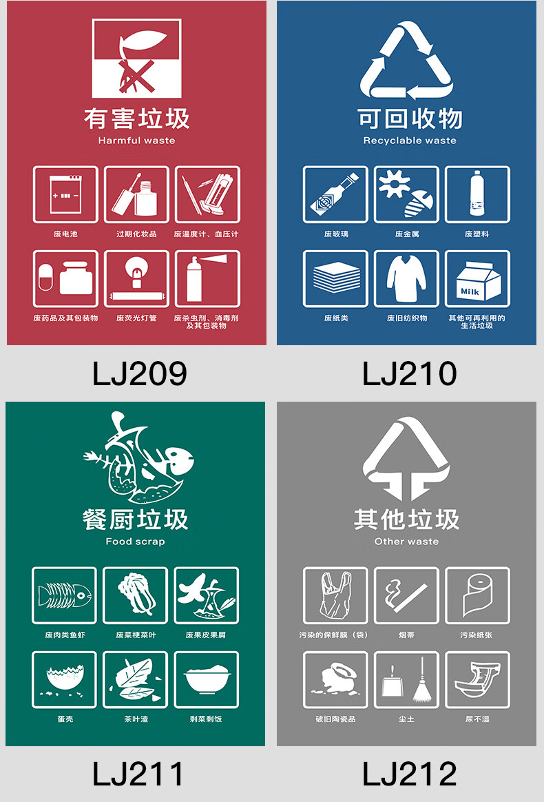 溪沫不可回收干垃圾分类标识贴纸深圳其他墙贴幼儿园儿童创意家用宣传