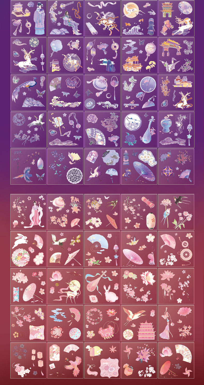 星博拾光可爱少女心水彩风咕卡百张贴纸套装手帐diy贴纸礼盒儿童100张