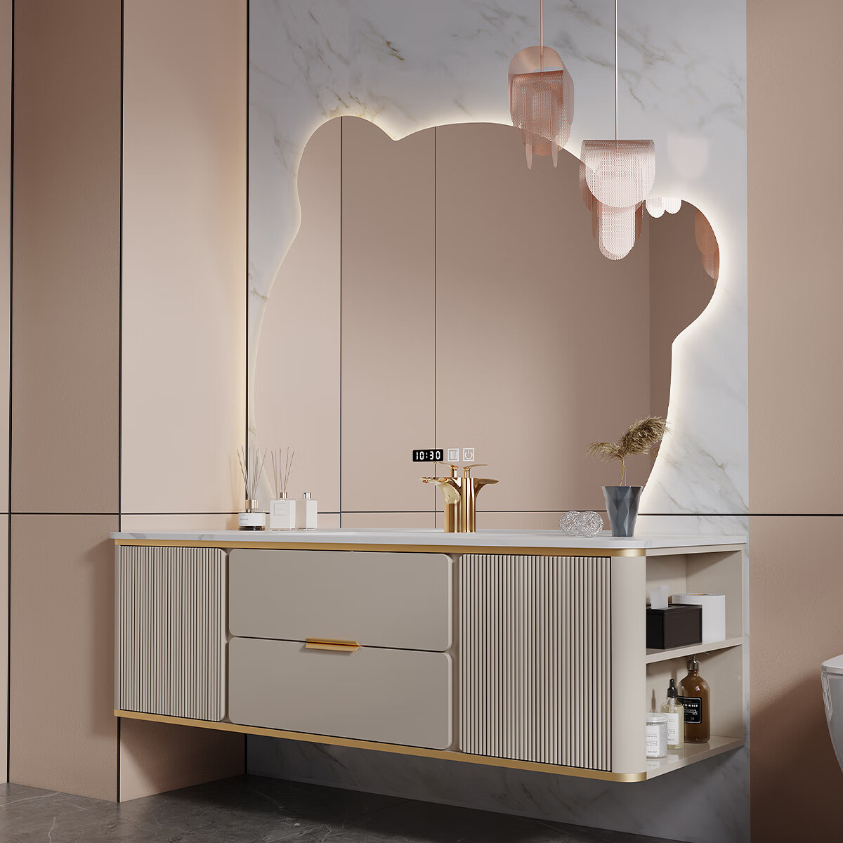 小米(mi)生态米家通用轻奢实木现代简约智能岩板浴室柜组合卫生间