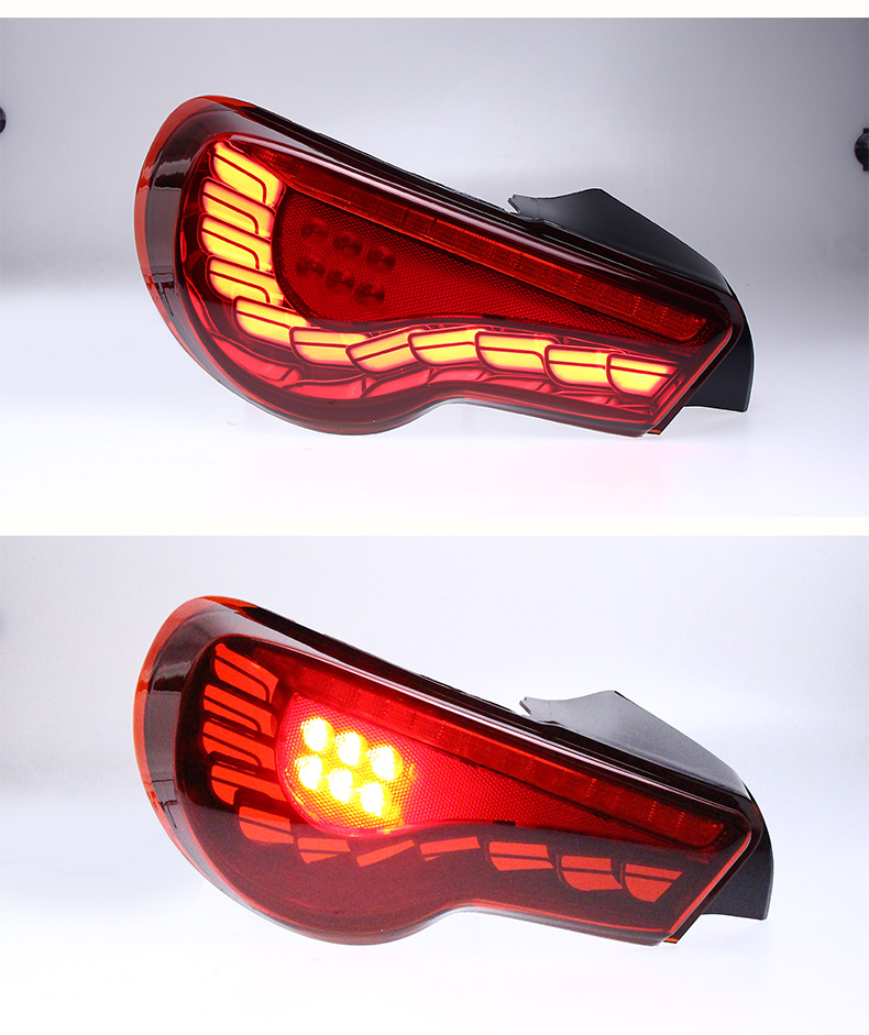 适用于丰田gt86尾灯总成斯巴鲁brz改装鱼鳞款led行车灯流水转向灯