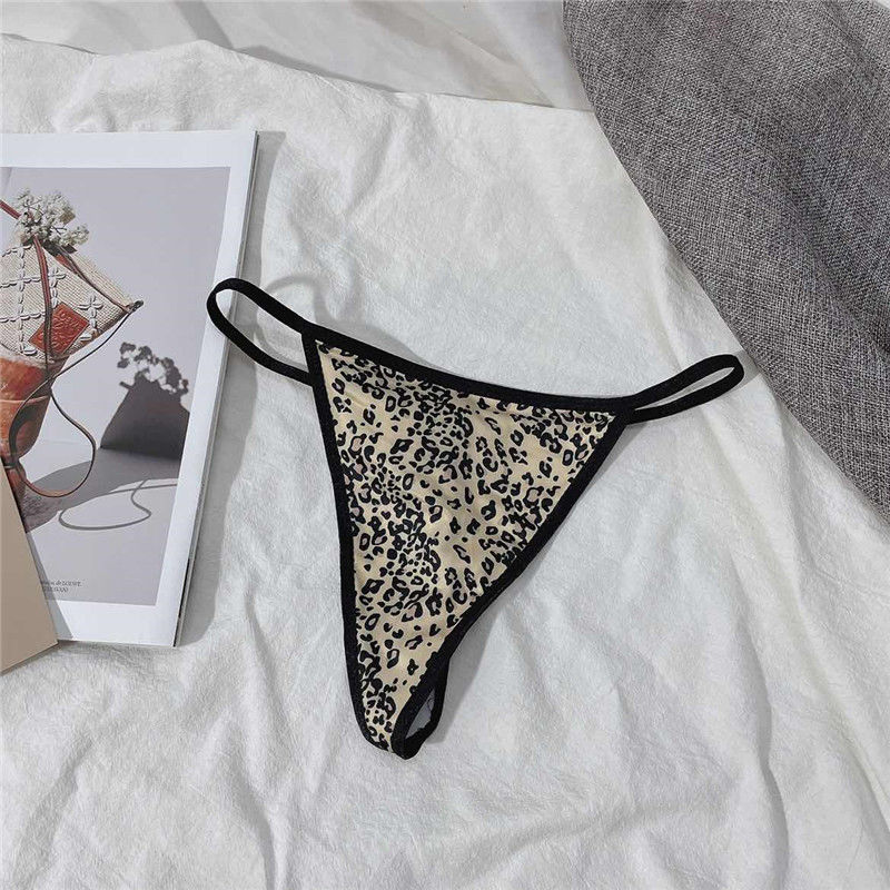 一线裆火辣底裤1-2条装透明一根线女生内裤比基尼女生个性豹纹短裤衩
