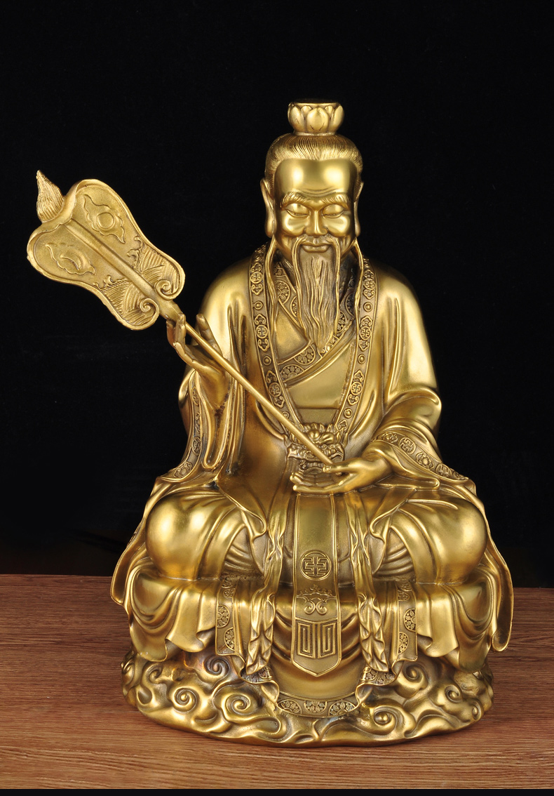 神像摆件佛堂寺庙供奉元始天尊道教祖师爷铜像工艺品 40cm三清道祖 拿