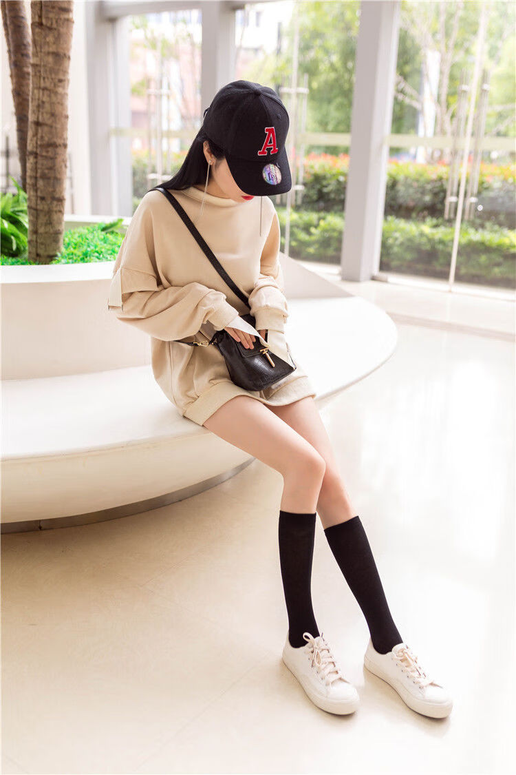 女生薄袜子天高腰袜长筒长袜袜子女韩版中筒袜袜女及膝小腿袜子棉质长