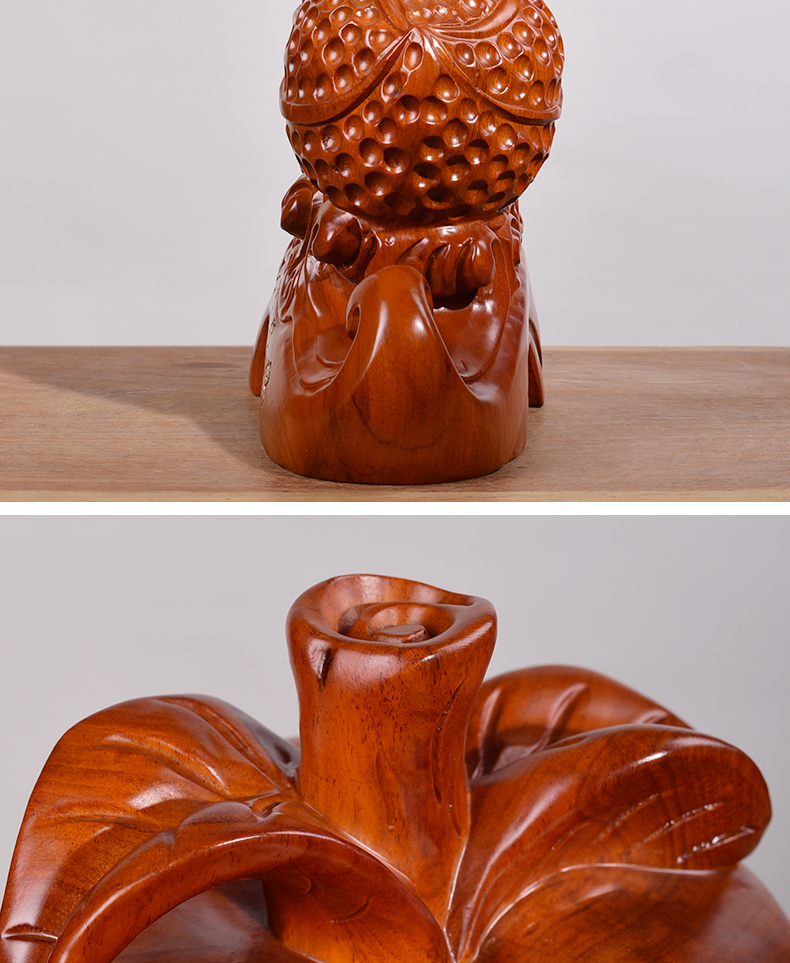 一生平安摆件木头根雕平安花生红木质家居装饰工艺品整木精雕291340cm