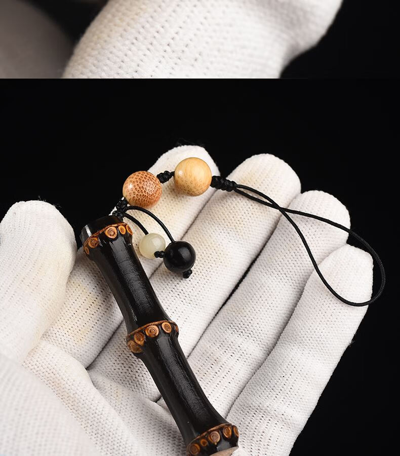 藤云手把件 紫竹手把件竹子小挂坠把玩件老紫竹鞭挂件手机钥匙配饰盘