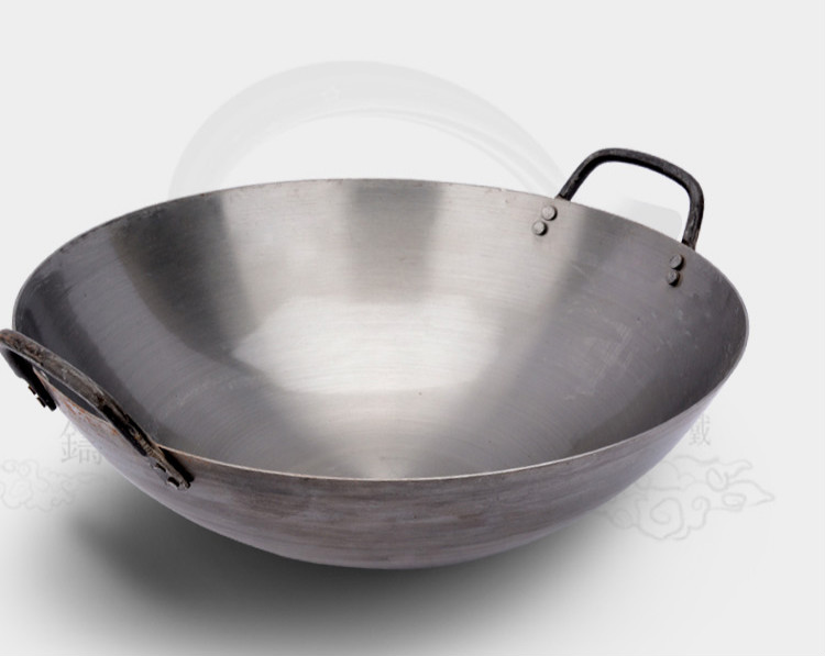 厨师饭店食堂商用炒锅大马勺猛火灶传统老式大铁锅炒勺炒菜锅边锅 36