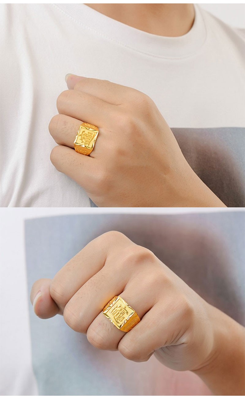 玛莉曼曼珠宝999足金进宝黄金戒指男士带财真金大克重实心活口老板