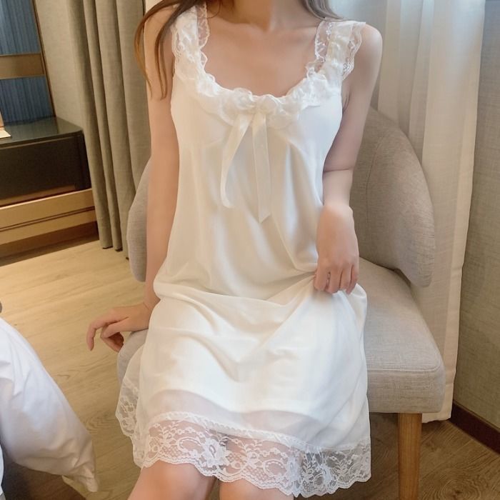 睡衣女夏季性感吊带睡裙甜美公主风韩版清学生蕾丝可外穿公主风蕾丝