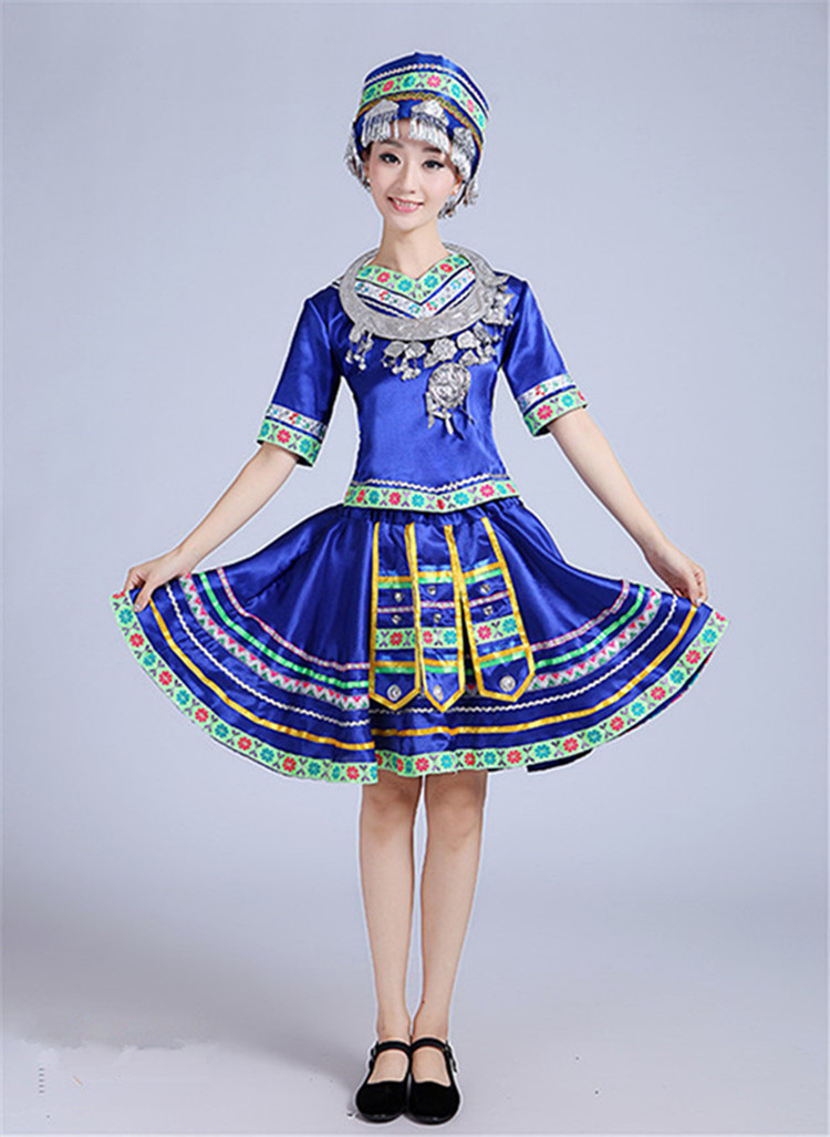 新苗族服装民族风少数民族演出服云南贵州瑶族壮族彝族广场舞衣服 天