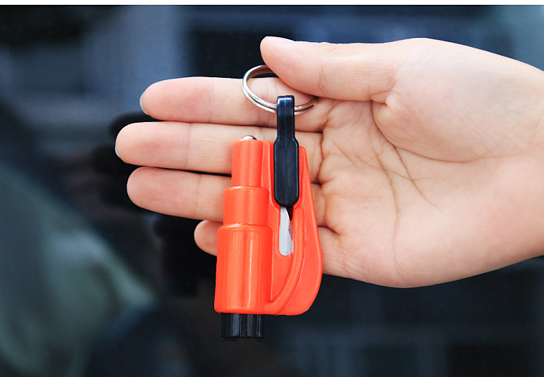 破窗器破窗锤汽车安全锤子迷你多功能一秒破窗弹簧式逃生锤橙色