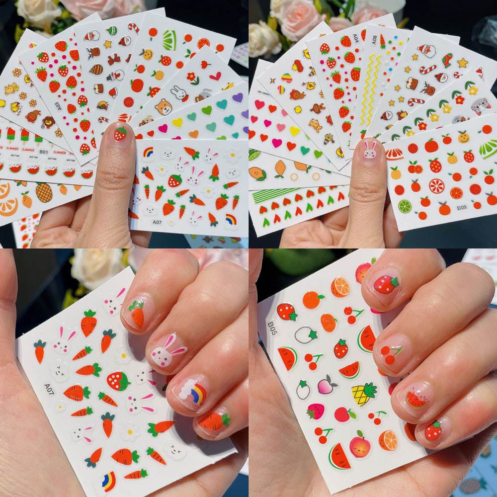 美甲贴小孩指甲贴公主女孩儿童宝宝指甲贴画防水无味手指贴画 彩虹小
