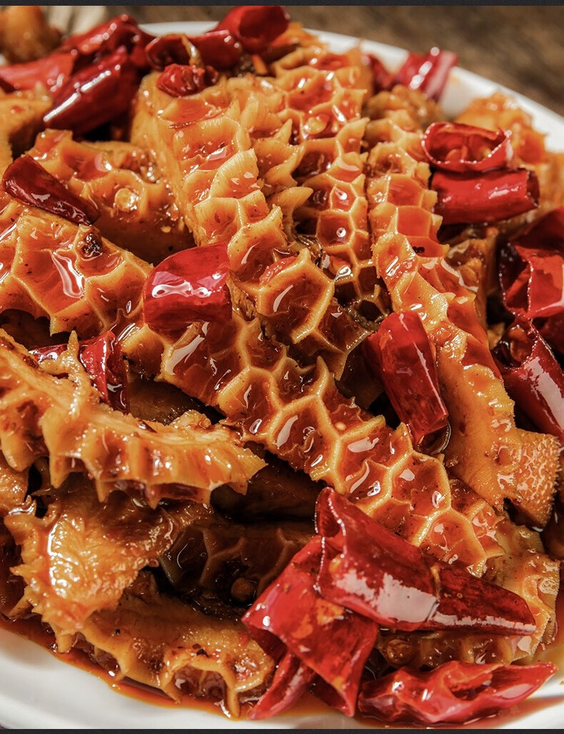 万家回味麻辣红油牛肚香辣金钱肚条四川特产即食辣卤黄金毛肚网红零食