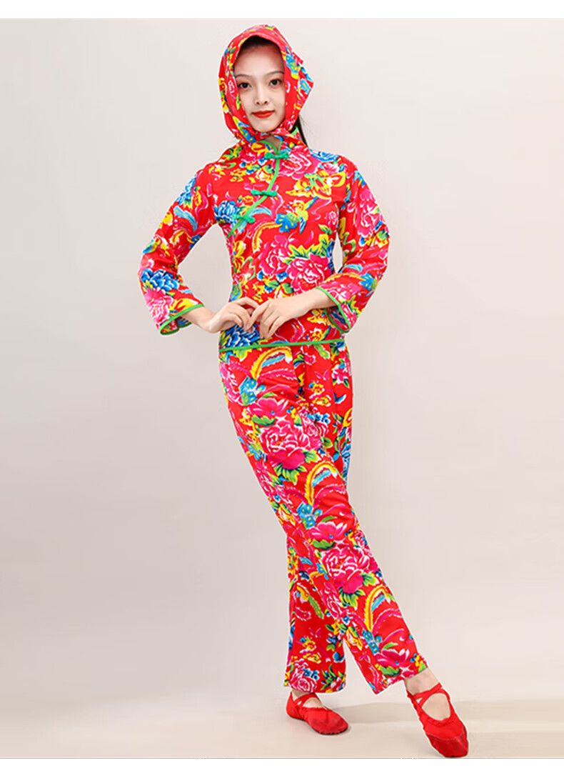 跃景大花衣东北翠花衣服夏大花布村姑女二人转演出服搞笑姐妹装广场