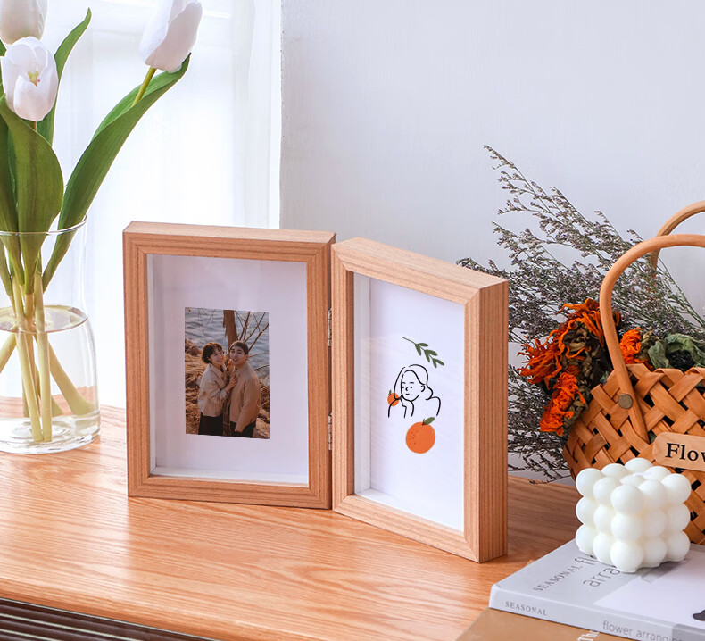 618 简约情侣连体相框摆台6 7 8 寸儿童创意折叠组合照片相册结婚摆件