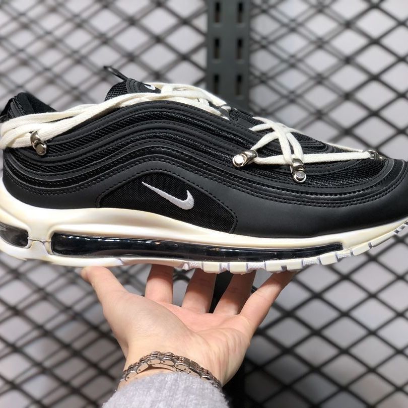 air max 97 五芒星球鞋定制做旧气垫跑鞋 男鞋女鞋透气运动鞋 黑白 36