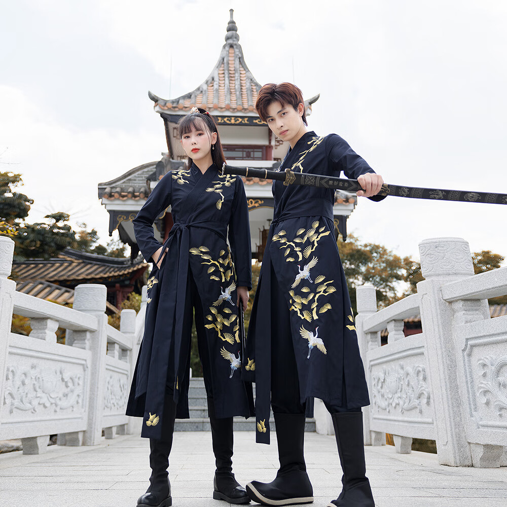 辅宾情侣cp汉服套装男女夏季古风武侠帅气锦衣卫交领长衫裤子古装