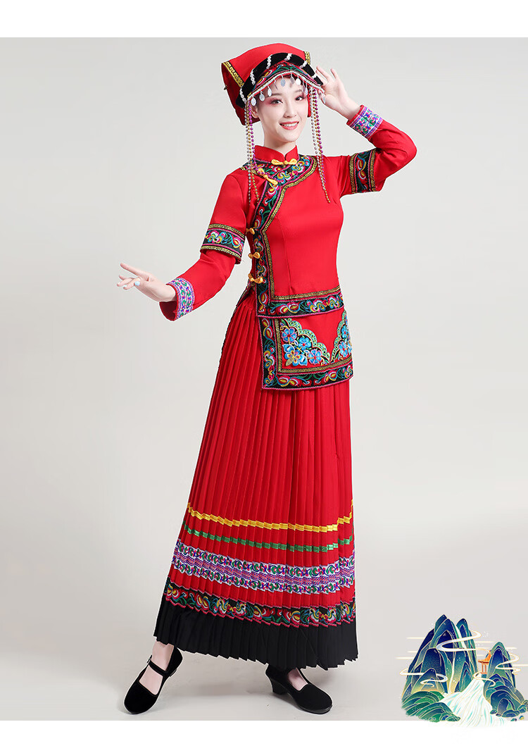 七月火把节表演服装彝族服装女七月把节演出服少数民族舞蹈服装彝族