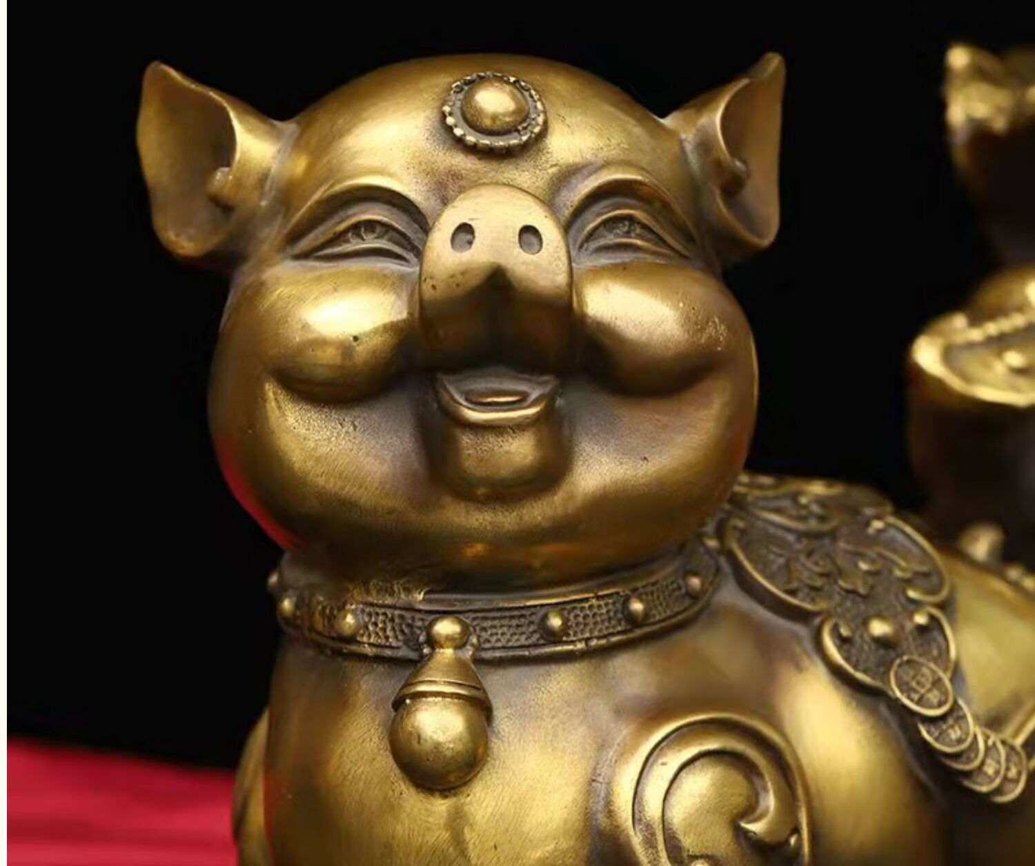 铜猪摆件富足旺财存钱猪金钱元宝猪装饰金猪福袋猪办公工艺礼品 聚宝