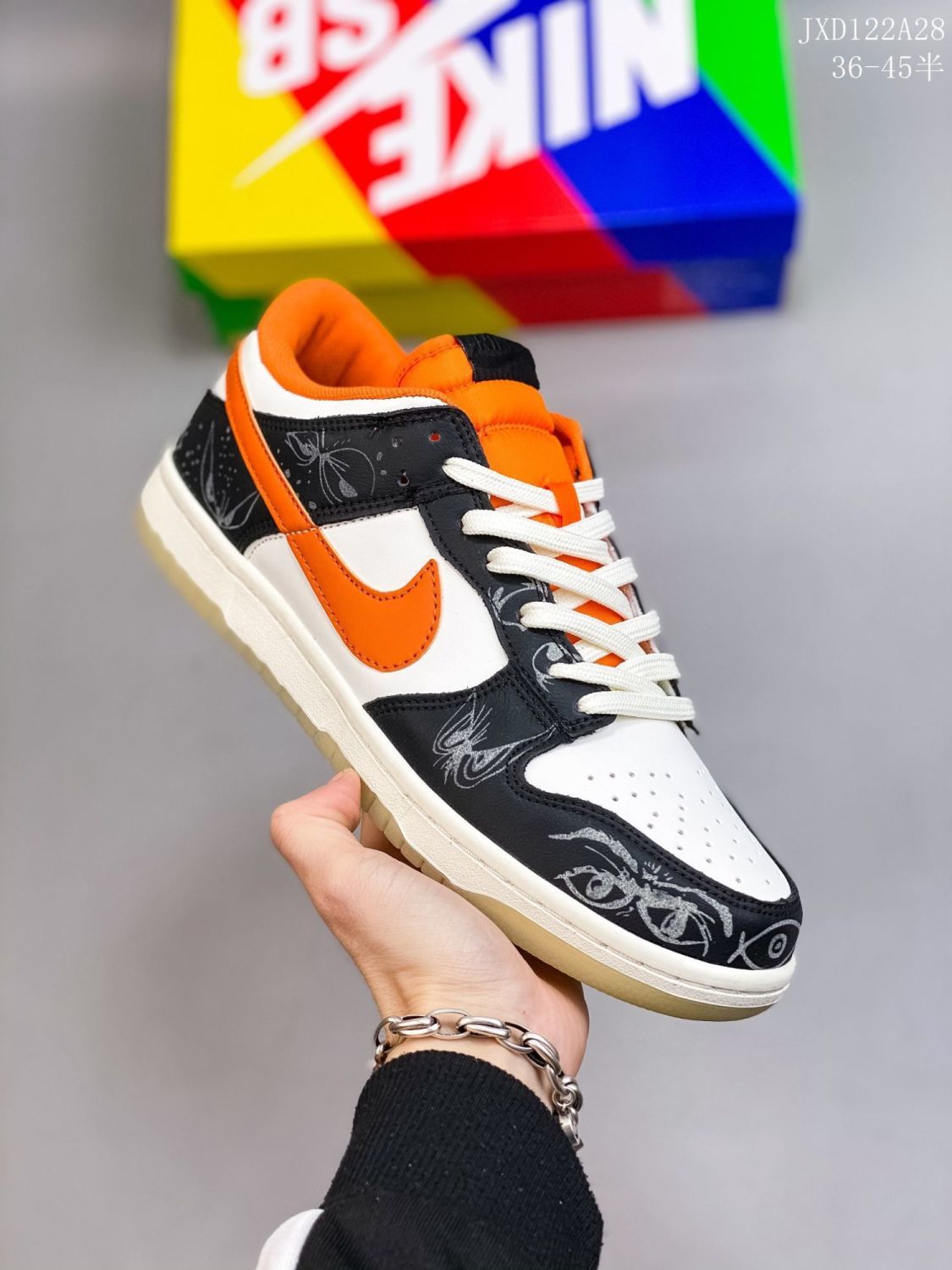 祈珏联名aj莆田纯原高版本莆田纯原dunk黑橙色万圣节夜光低帮ins风