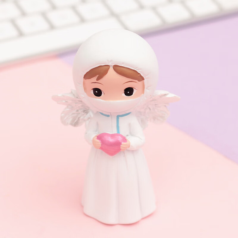 守护天使 爱心娃娃礼品玻璃星星灯摆件公仔玩偶蛋糕装饰品 小号一对