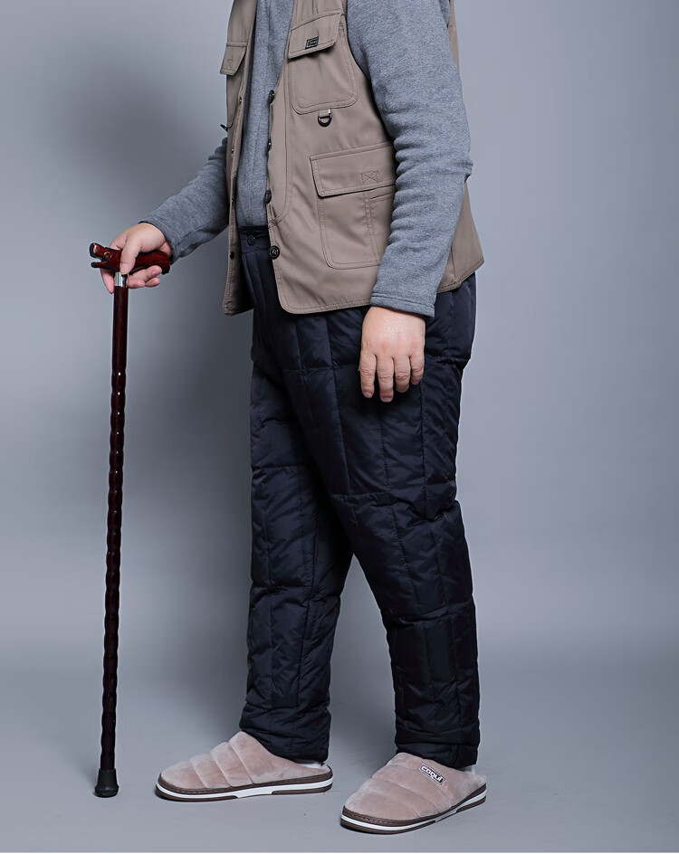 老年男裤7080岁宽松裤内胆毛裤中老年人爷爷加厚棉裤冬藏蓝色l90110斤