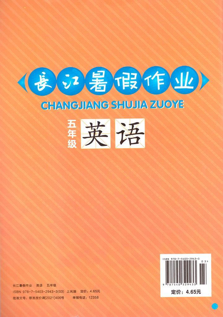 2022新版长江暑假作业小学5五年级语文数学英语人教版崇文书局语文