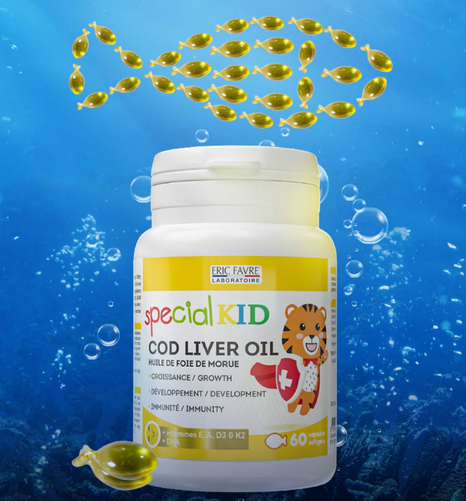 b法国艾瑞可宝宝鱼油鱼肝油dha幼儿童营养omega3软胶囊艾瑞克【图片