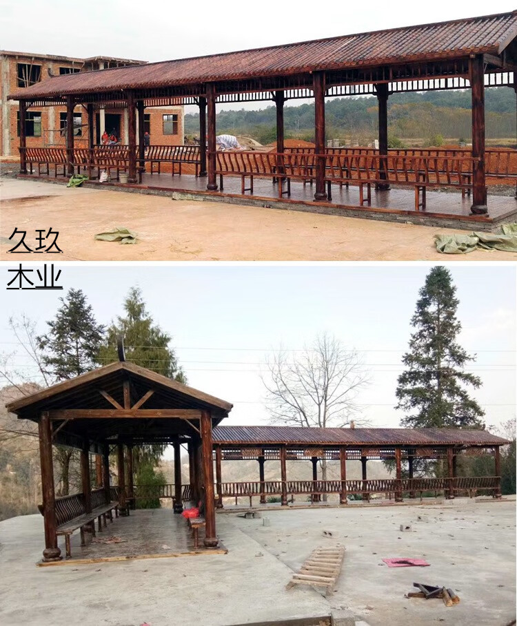 木仿古实木长廊走廊户外古建凉亭连廊回廊景区庭院回廊亭定制 古建
