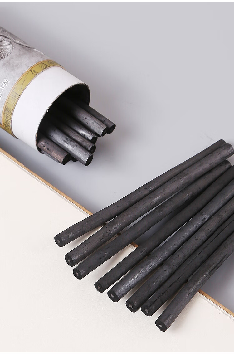 棉柳木炭条素描马力炭笔碳笔工具美术用品起形绘画木碳条 4-5mm/25支