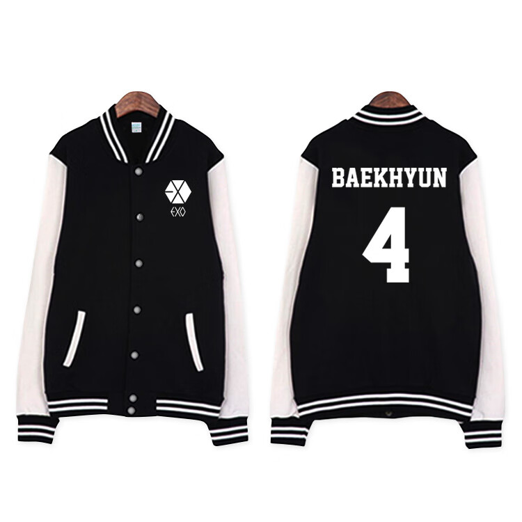 秋冬季穿的exo棒球服外套 秋冬男女装休闲长袖卫衣 xiumin 加绒 s