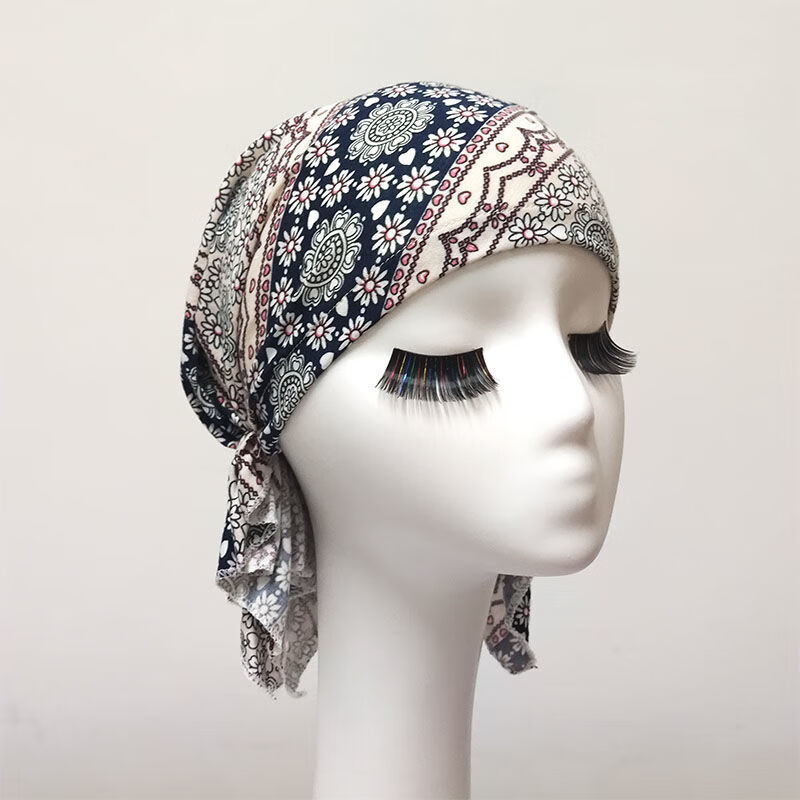 夏季上新玫瑰盘花帽子假发帽老人帽遮白发薄款透气帽美人帽包头帽 盘