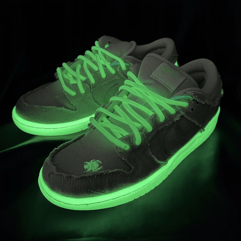 适配sb dunk low mummy米白万圣节撕撕乐木乃伊夜光圆形鞋带 荧光绿